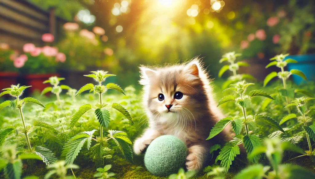 kitten with catnip ball